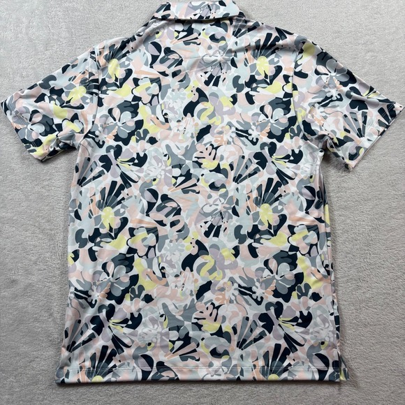 Bad Birdie Savannah Swing Core Polo Shirt Men M Multicolor Abstract Floral Print - Picture 5 of 6